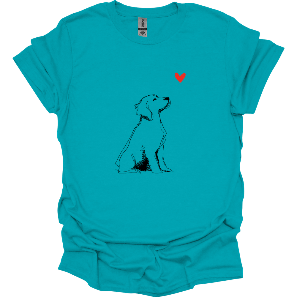 Brittany - Sketch Dog T-Shirt - Tropical Blue