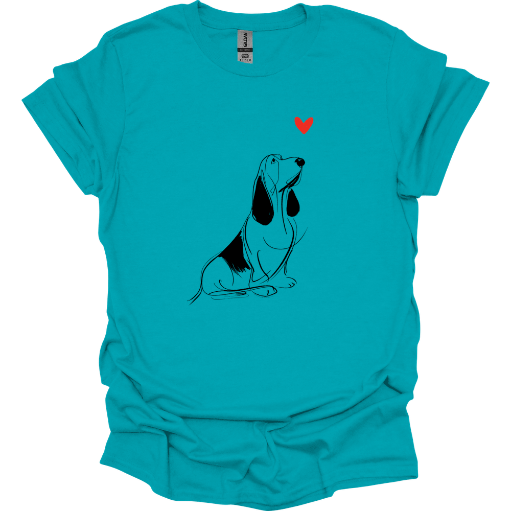 Basset Hound - Sketch Dog T-Shirt - Tropical Blue