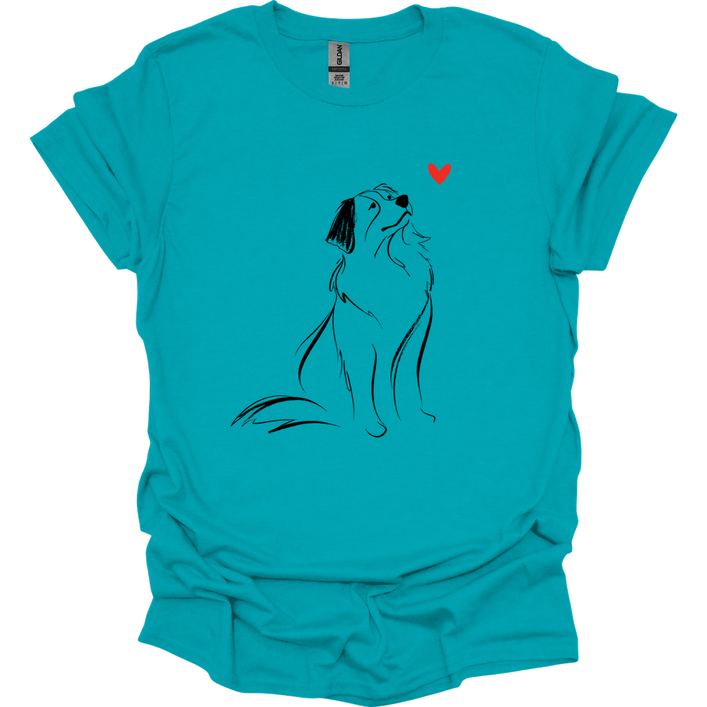 Bernese Mountain Dog - Sketch Dog T-Shirt - Tropical Blue