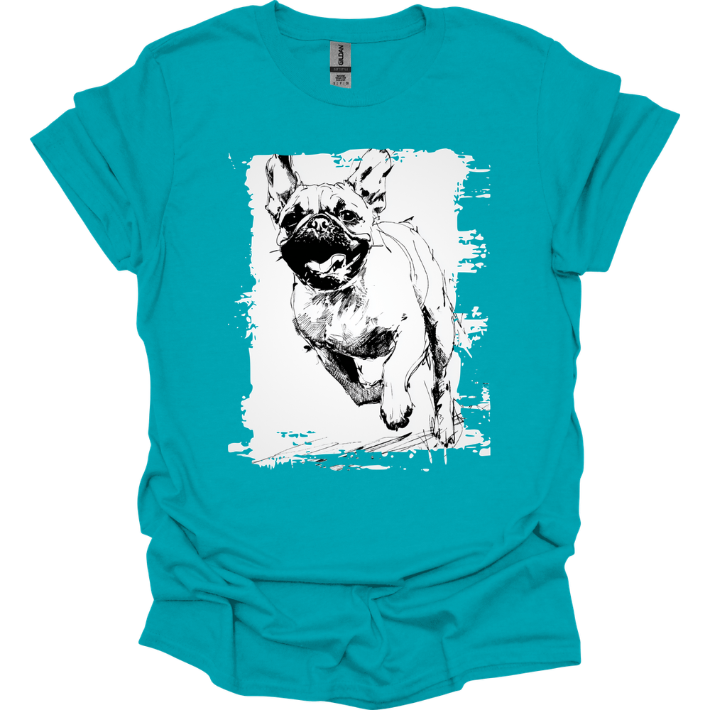 Pug - Running Dog T-Shirt - Tropical Blue