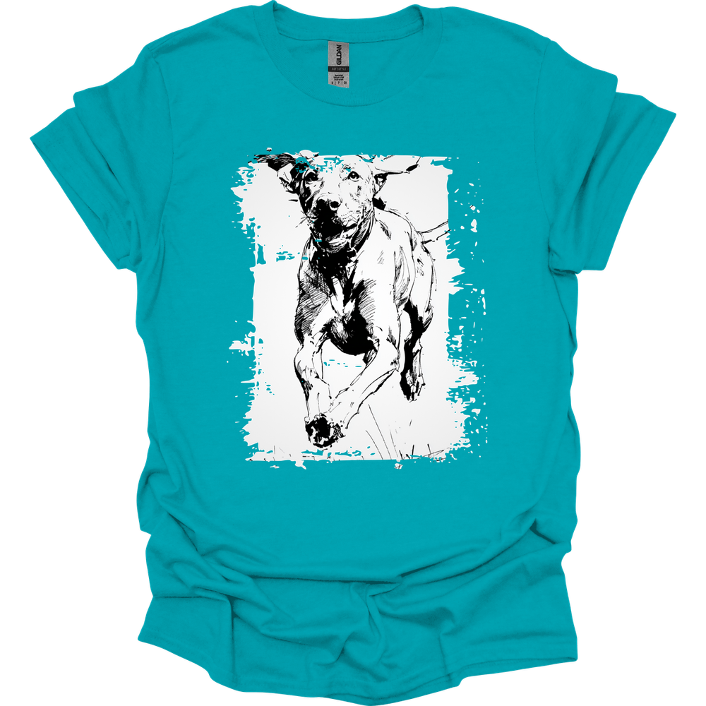Vizsla - Running Dog T-Shirt - Tropical Blue