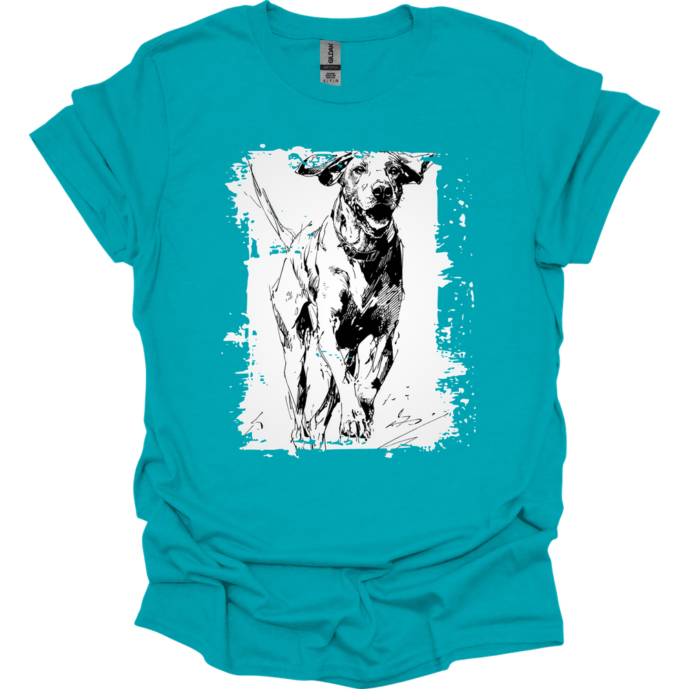German Shorthaired Pointer - Running Dog T-Shirt - Tropical Blue