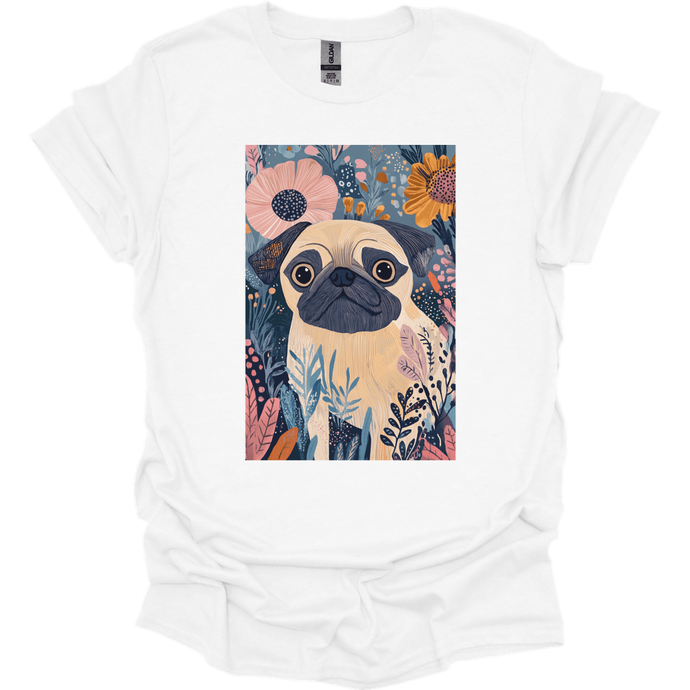 Pug - Boho Dog T-Shirt - White