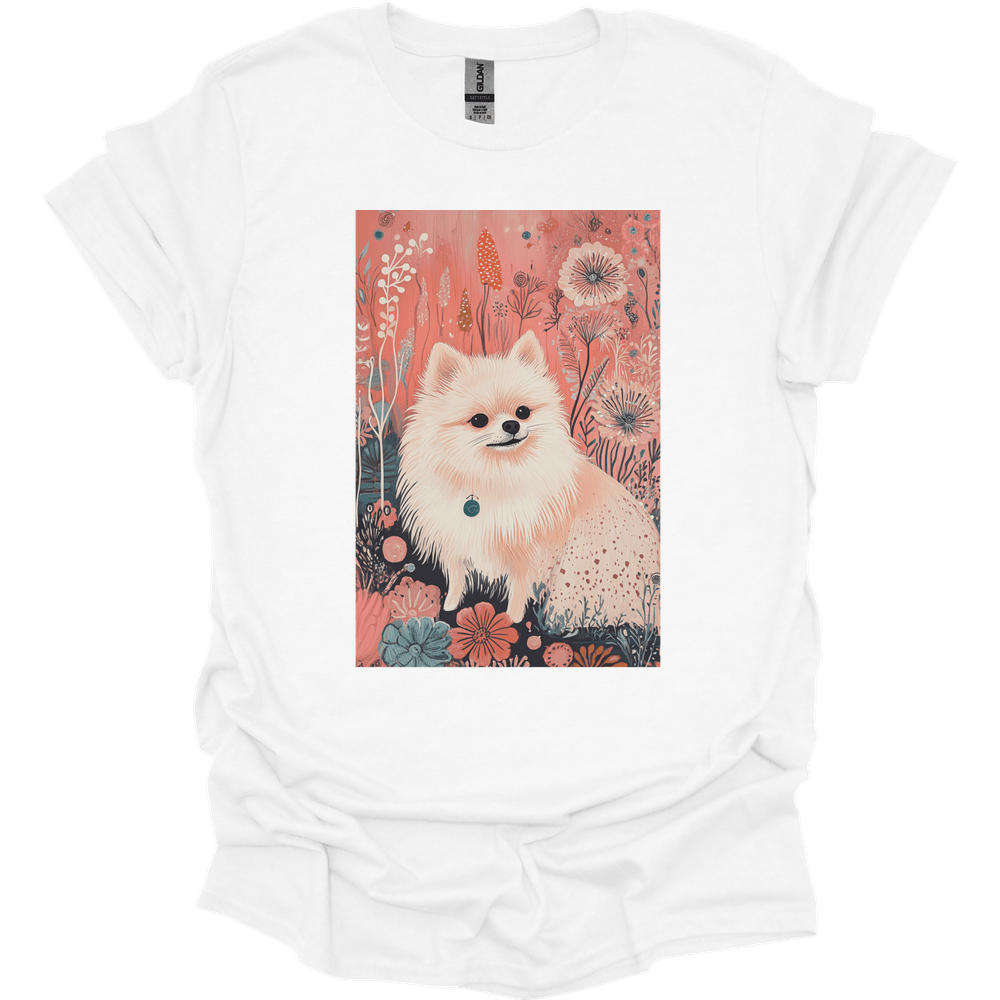 Pomeranian - Boho Dog T-Shirt - White
