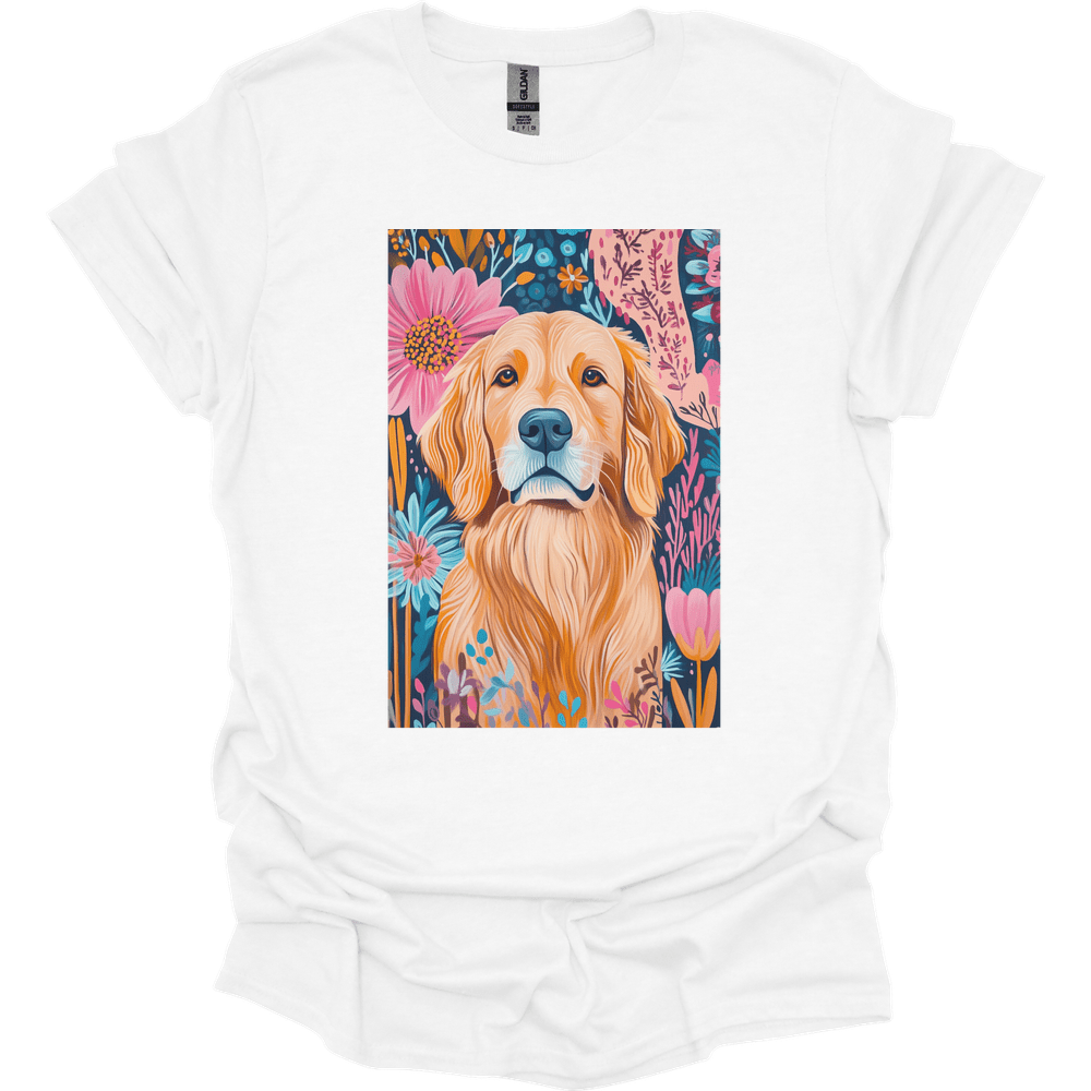 Golden Retriever - Boho Dog T-Shirt - White