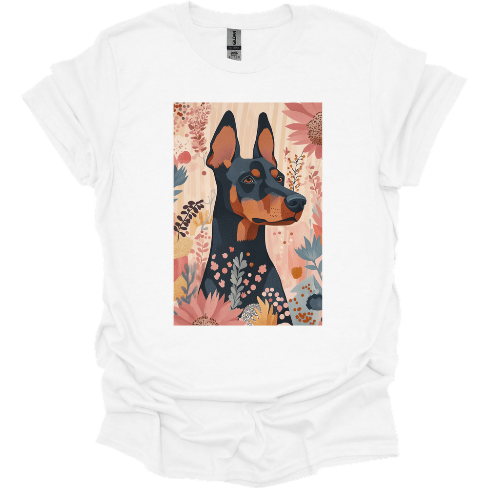 Doberman - Boho Dog T-Shirt - White