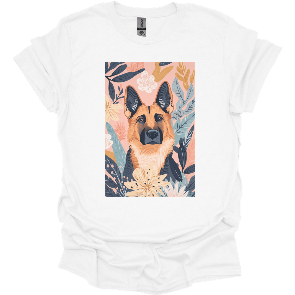 German Shepherd - Boho Dog T-Shirt - White