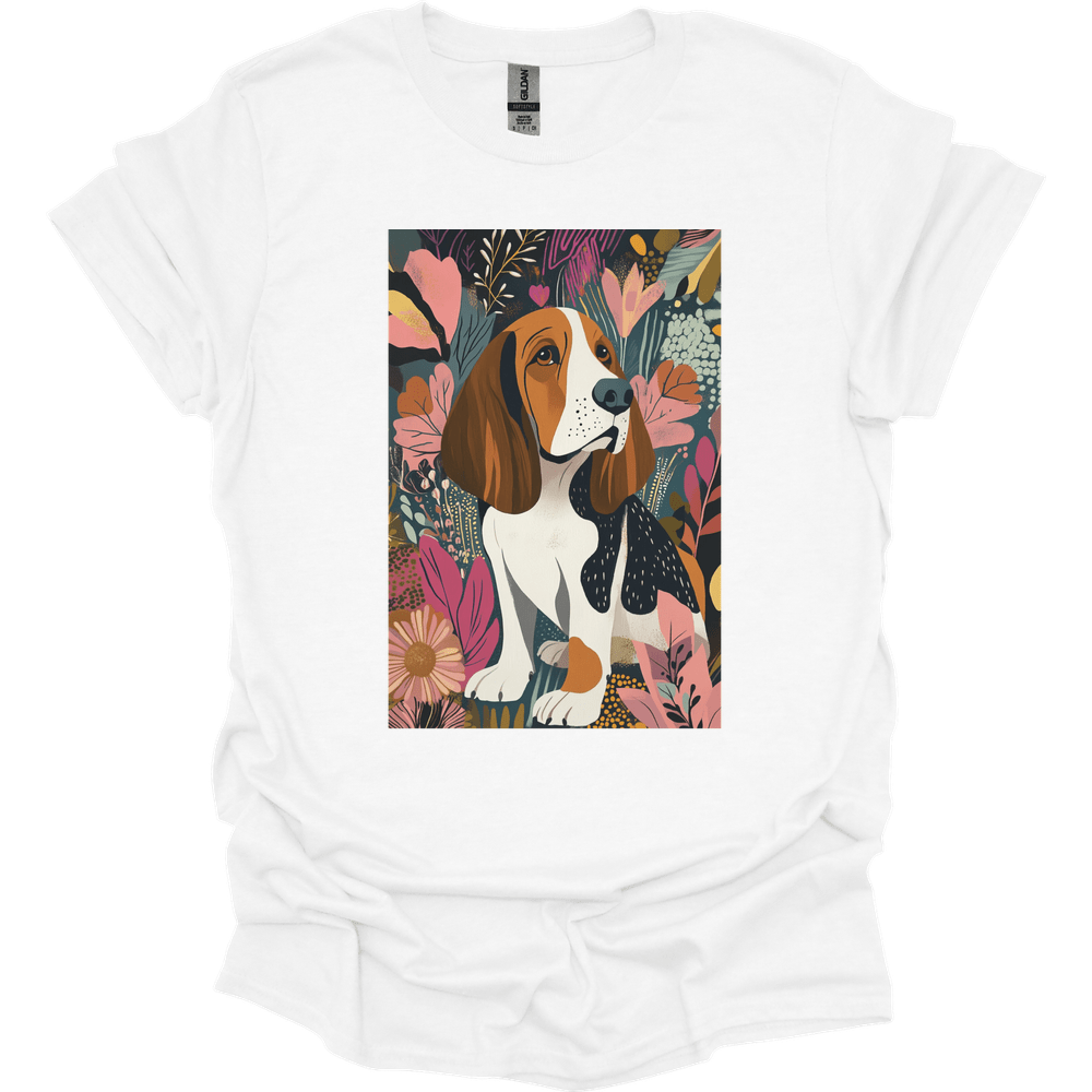 Basset Hound - Boho Dog T-Shirt - White