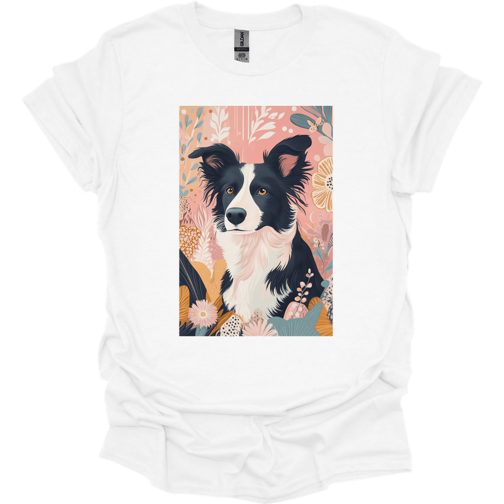 Border Collie - Boho Dog T-Shirt - White