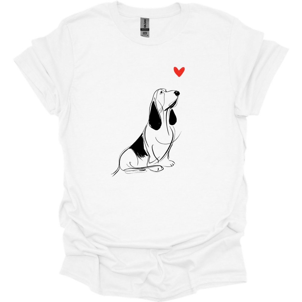 Basset Hound - Sketch Dog T-Shirt - White