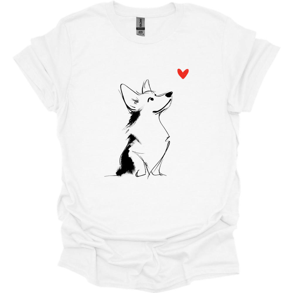 Corgi - Sketch Dog T-Shirt - White