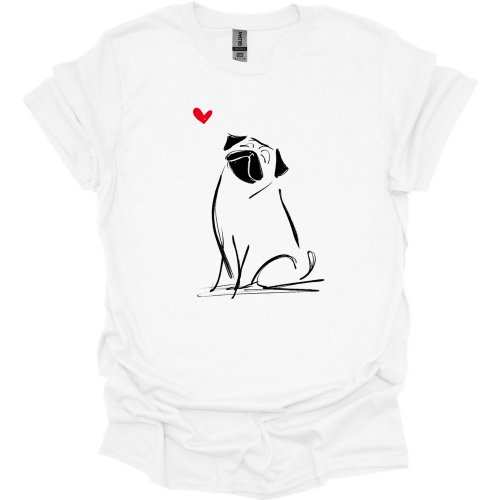 Pug - Sketch Dog T-Shirt - White