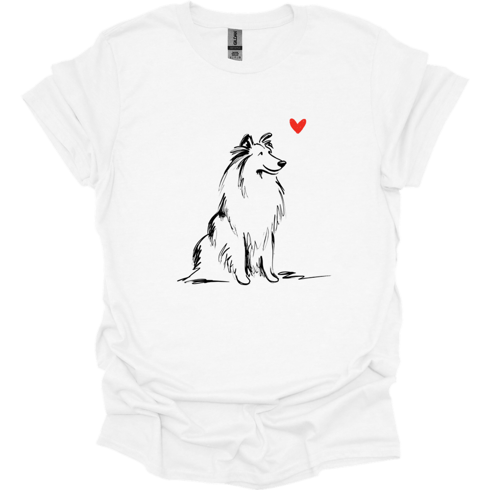 Shetland Sheepdog - Sketch Dog T-Shirt - White