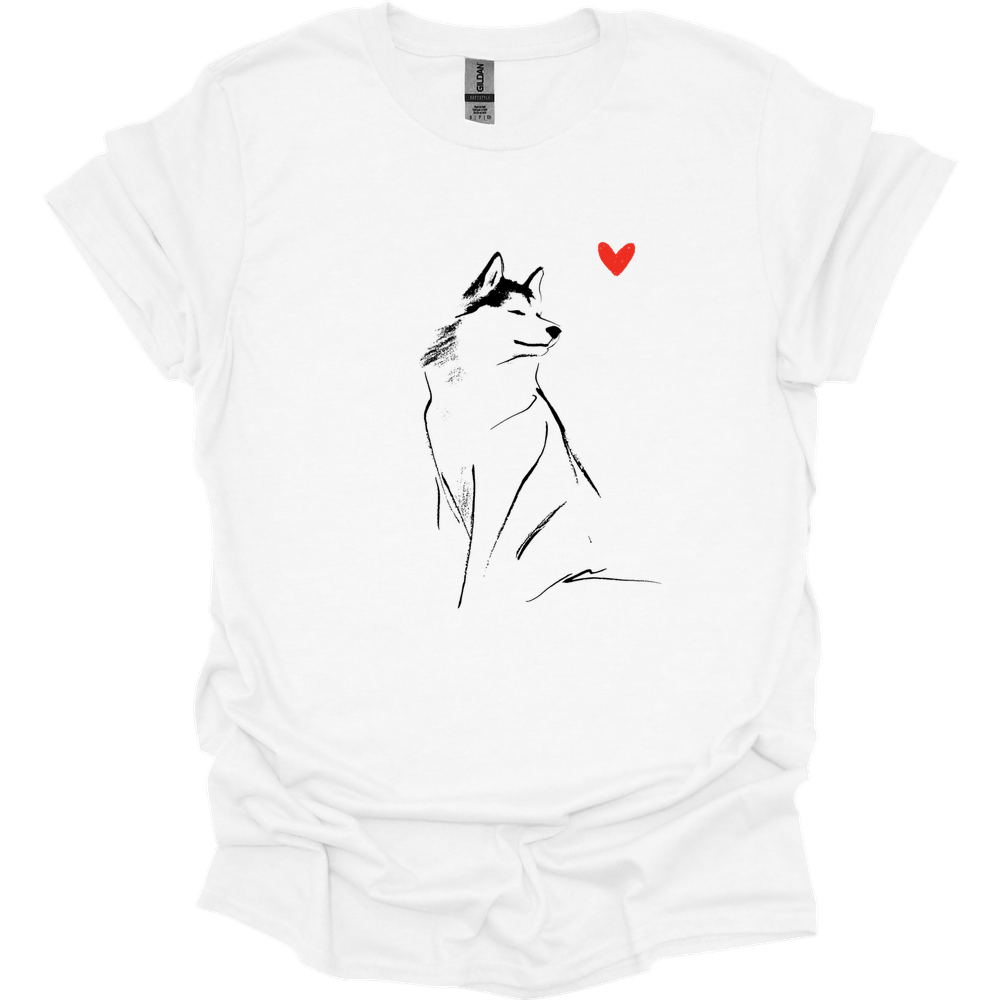 Siberian Husky - Sketch Dog T-Shirt - White
