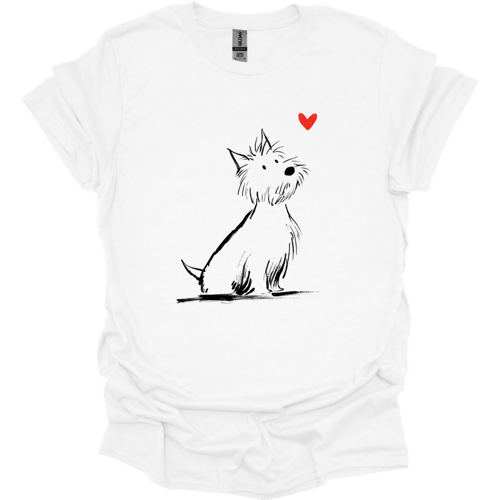 West Highland White Terrier - Sketch Dog T-Shirt - White