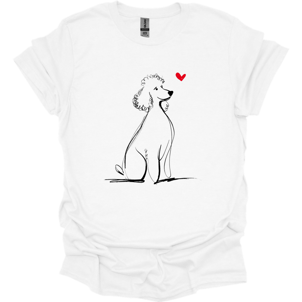 Poodle - Sketch Dog T-Shirt - White
