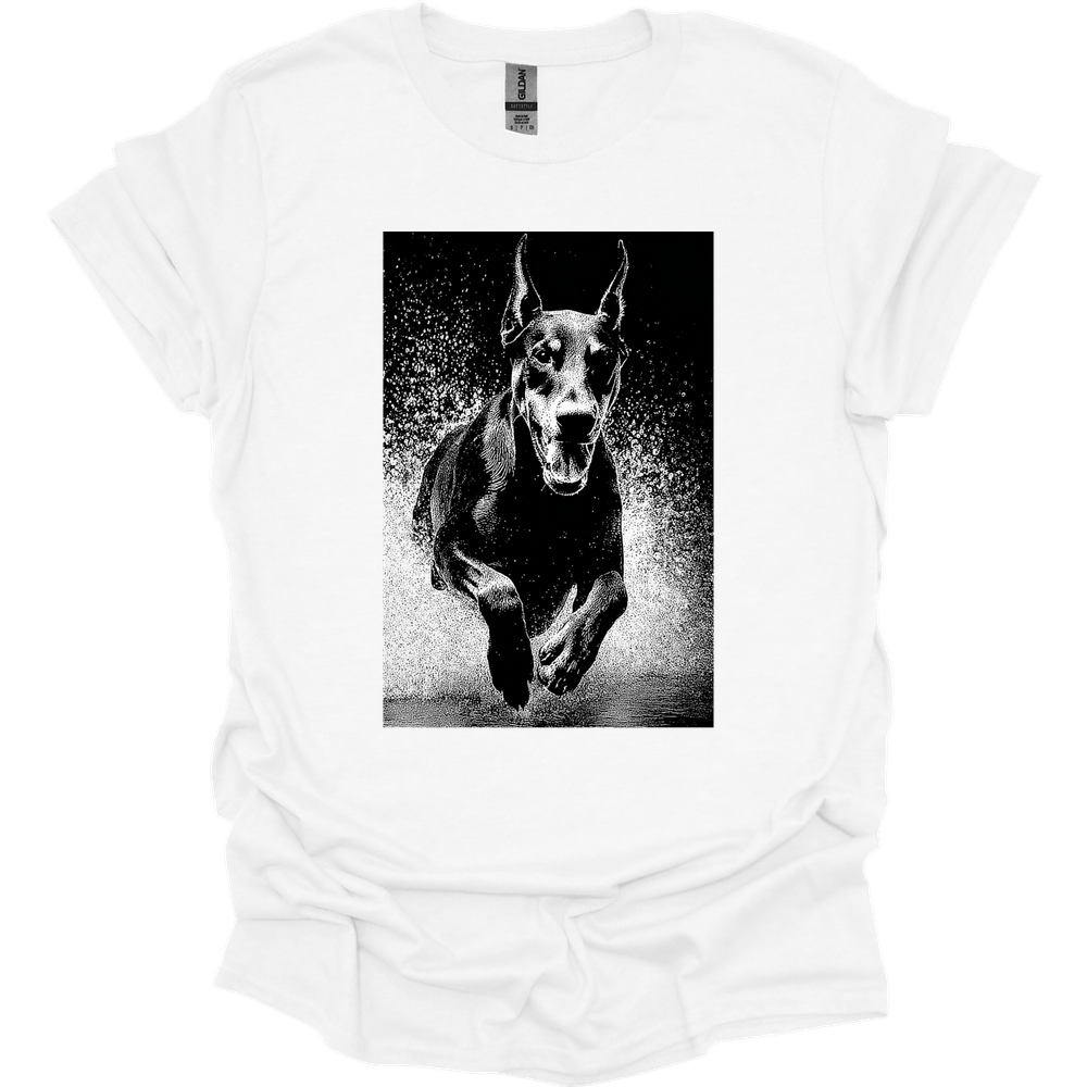Doberman - Puddle Dog T-Shirt - White