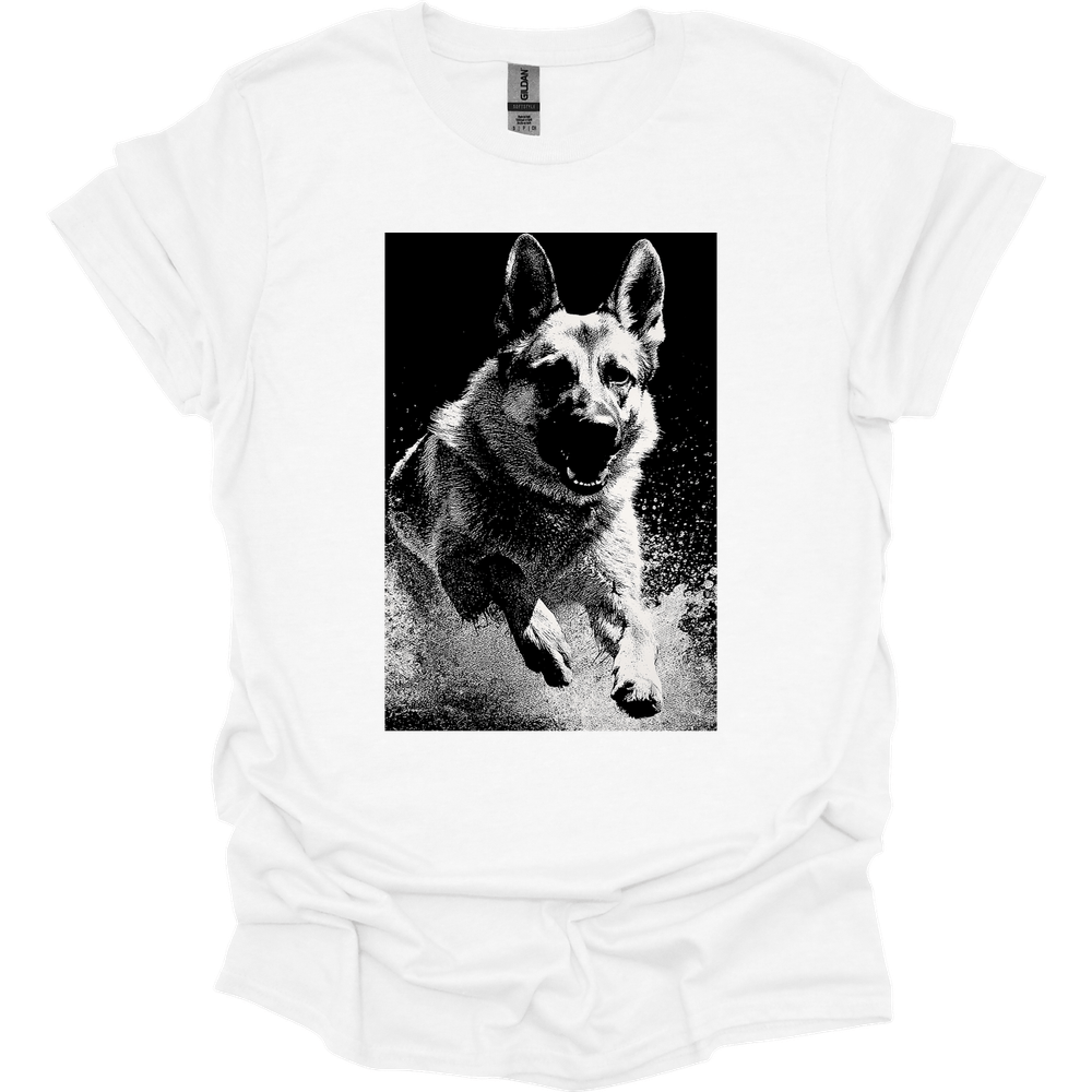 German Shepherd - Puddle Dog T-Shirt - White