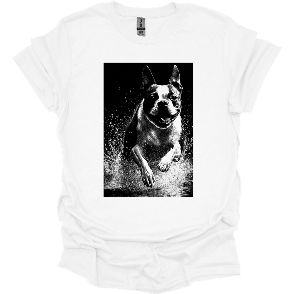 Boston Terrier - Puddle Dog T-Shirt - White