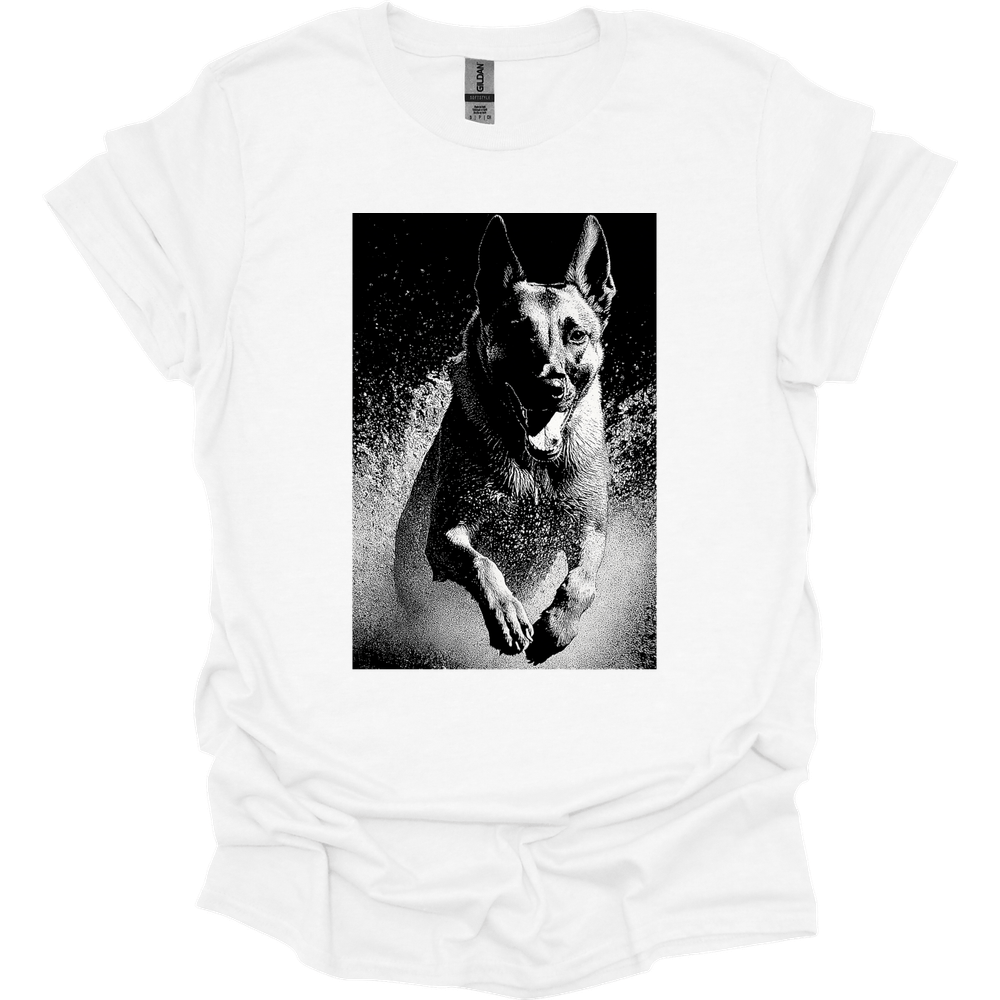 Belgian Malinois - Puddle Dog T-Shirt - White