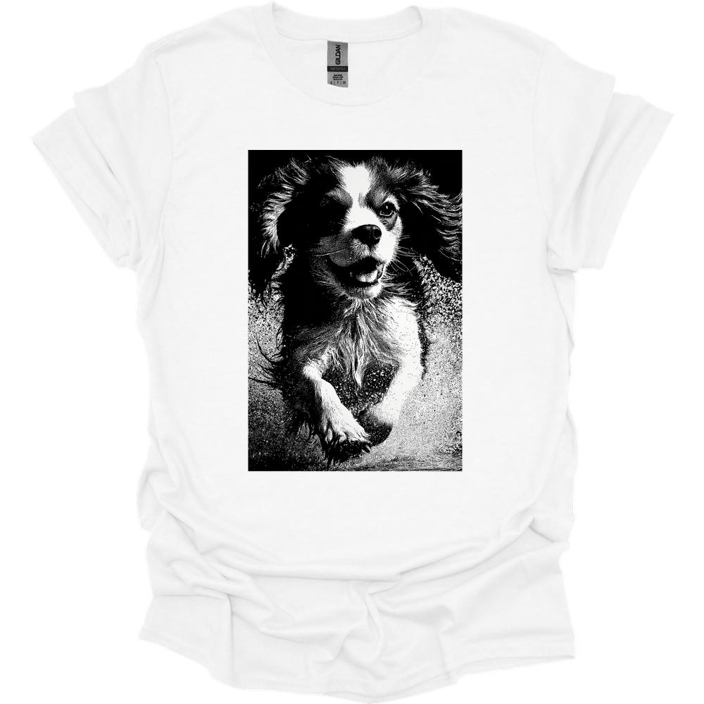 Cavalier King Charles Spaniel - Puddle Dog T-Shirt - White