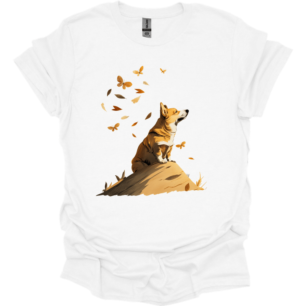 Corgi - Fall Dog T-Shirt - White