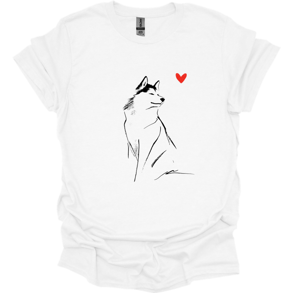 Siberian Husky - Sketch Dog T-Shirt - White