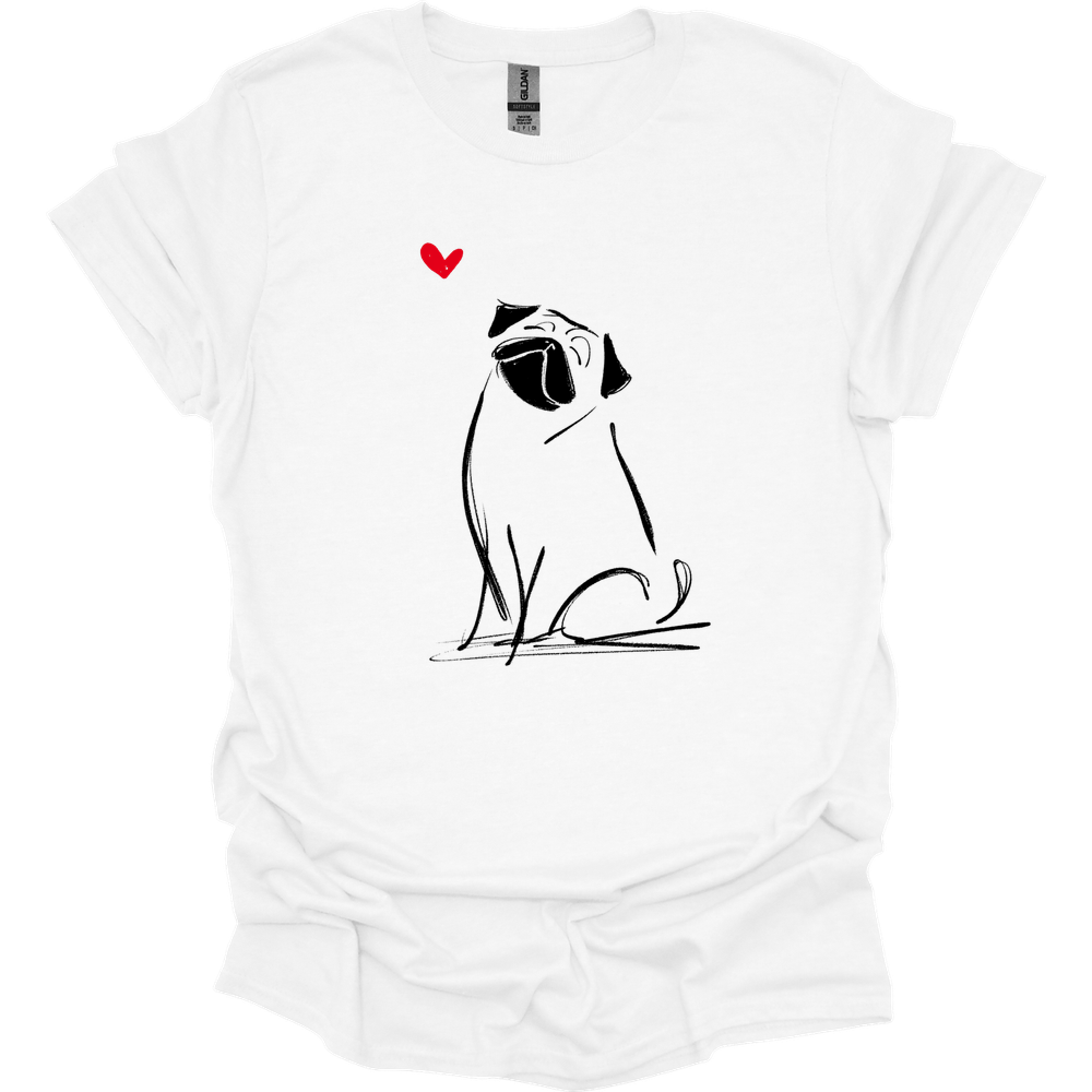 Pug - Sketch Dog T-Shirt - White