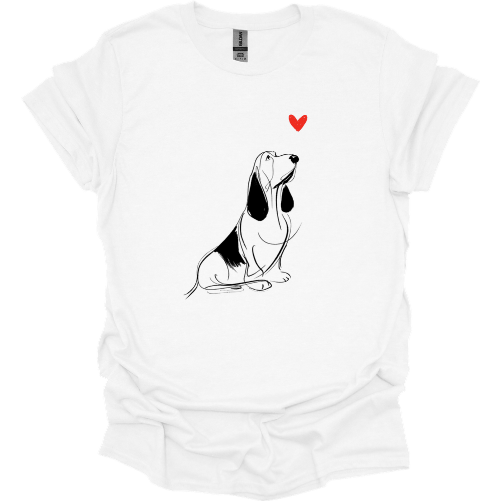 Basset Hound - Sketch Dog T-Shirt - White