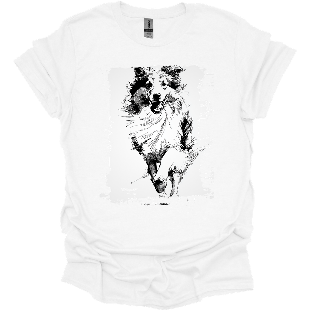 Shetland Sheepdog - Running Dog T-Shirt - White
