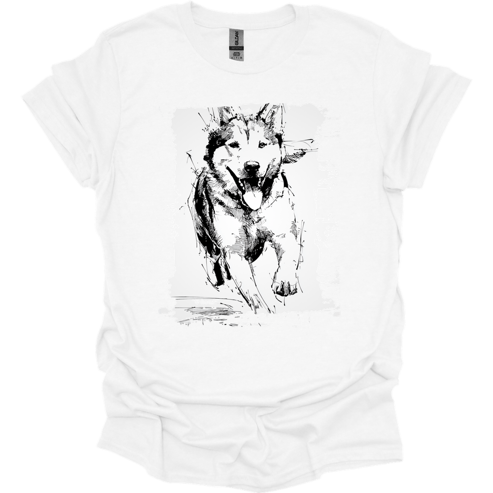 Siberian Husky - Running Dog T-Shirt - White