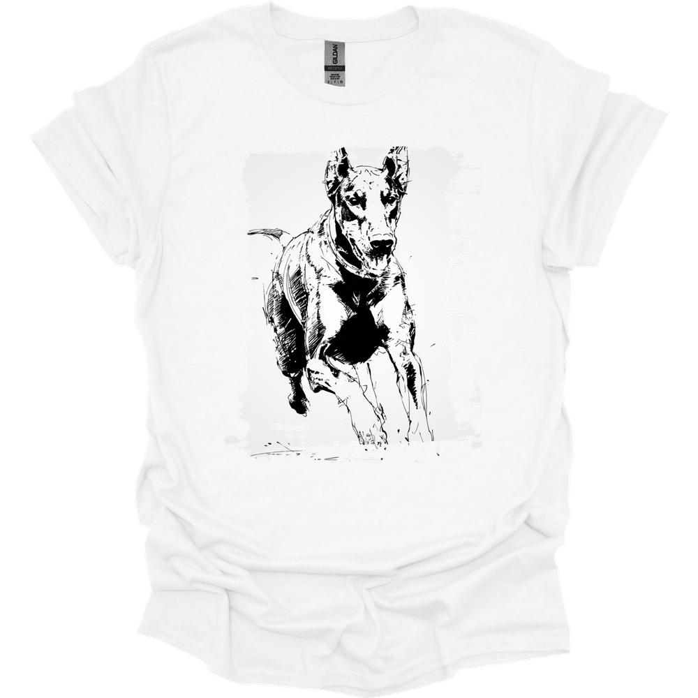 Doberman - Running Dog T-Shirt - White