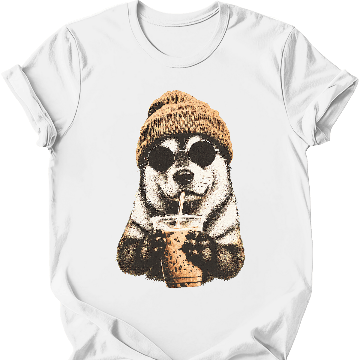 alaskan malamute hipster dog tee white