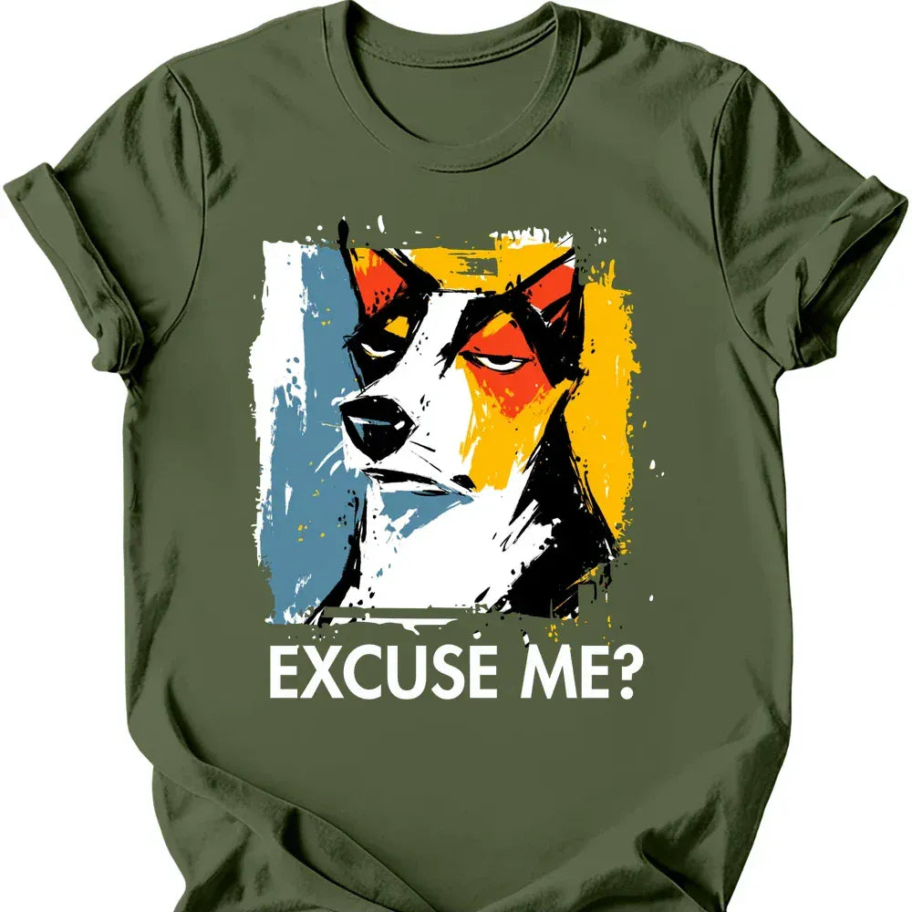 Basenji excuse me tee military green