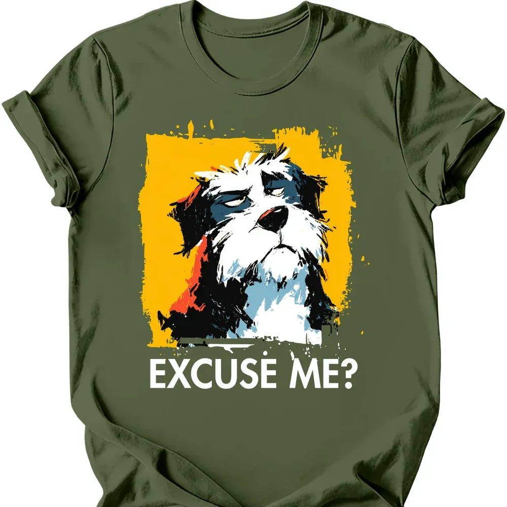 Bernedoodle excuse me tee military green