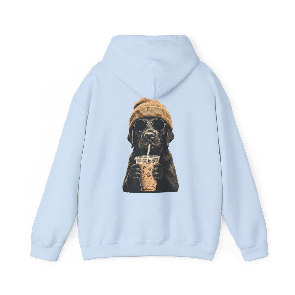 Black Labrador - Hipster Dog Hoodie - Light Blue