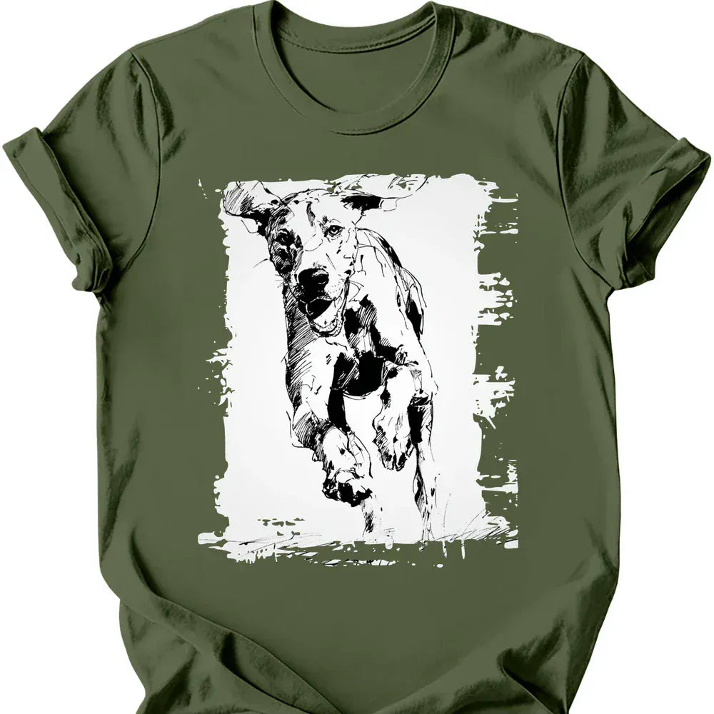 Bracco Italiano running dog tee military green