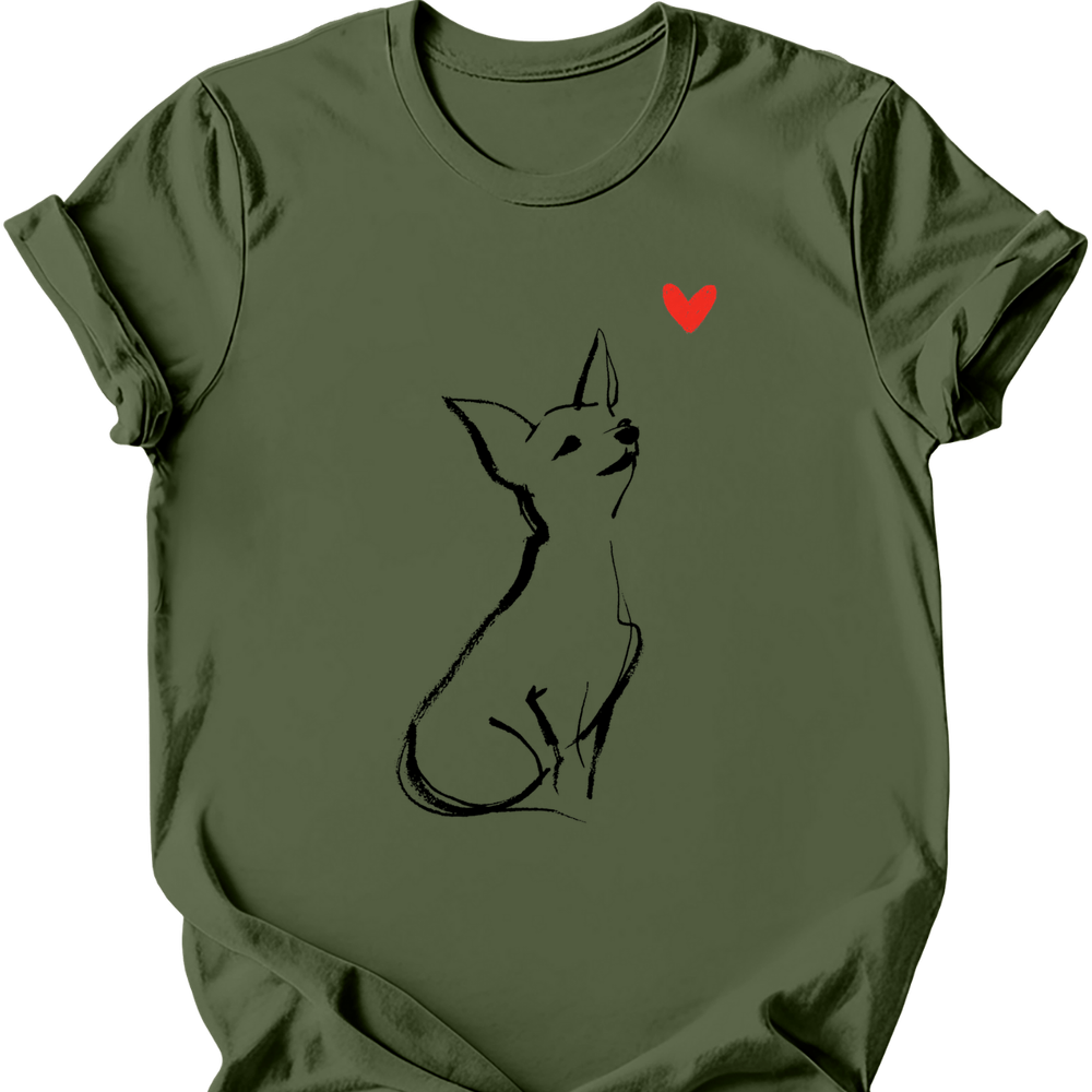 Chihuahua sketch tee military green