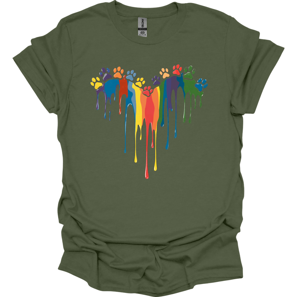 Paint Drip Paw Heart T-Shirt