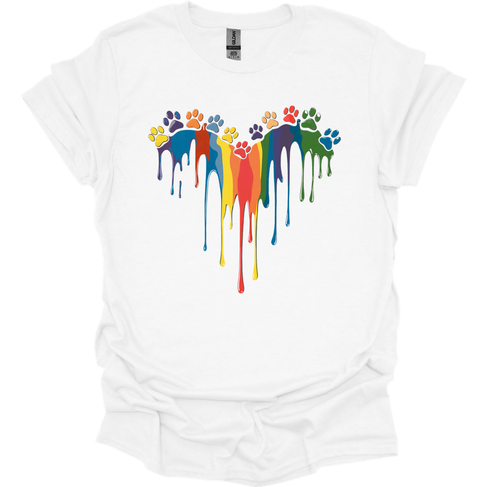 Paint Drip Paw Heart T-Shirt