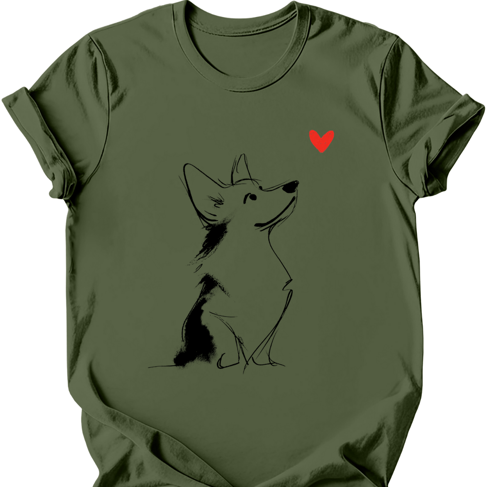 Corgi sketch tee military green