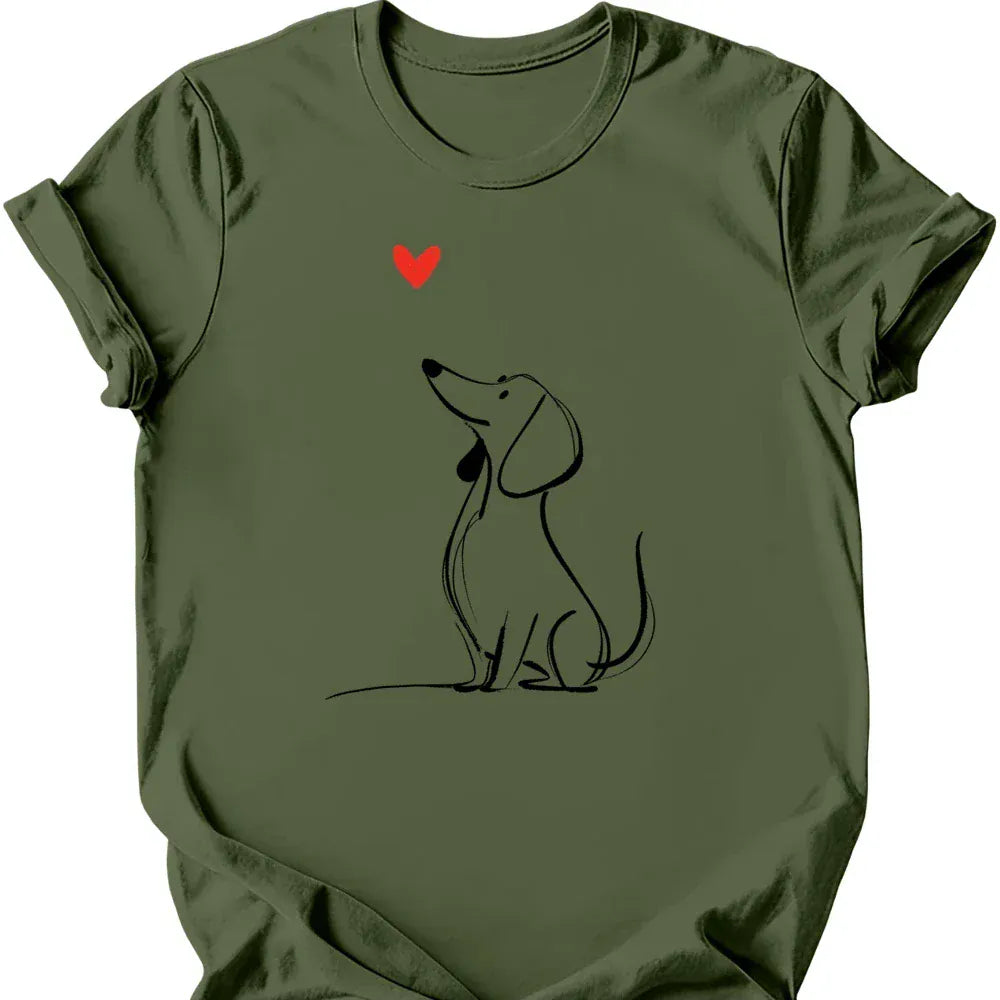 Dachshund sketch tee military green