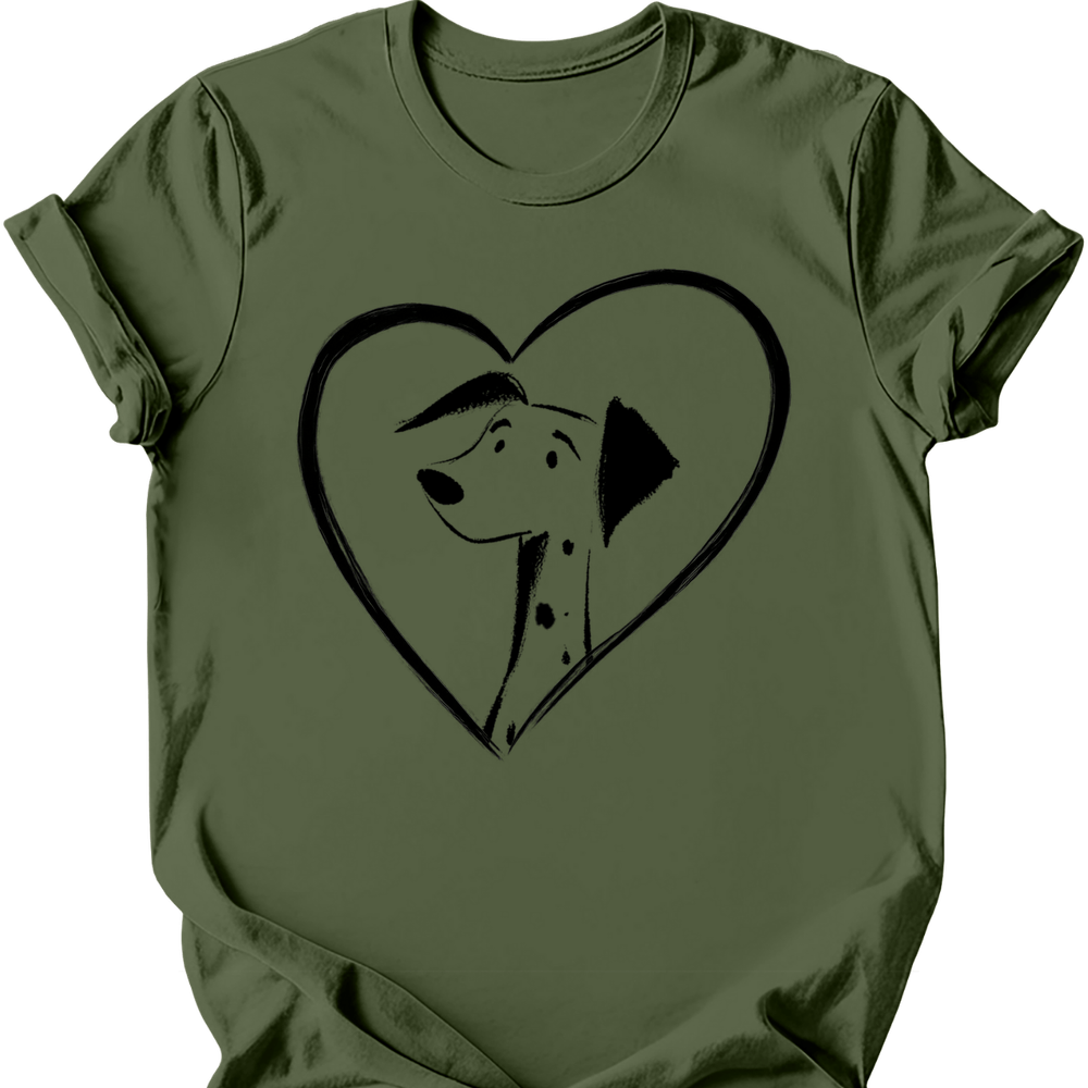 Dalmatian heart dog tee military green