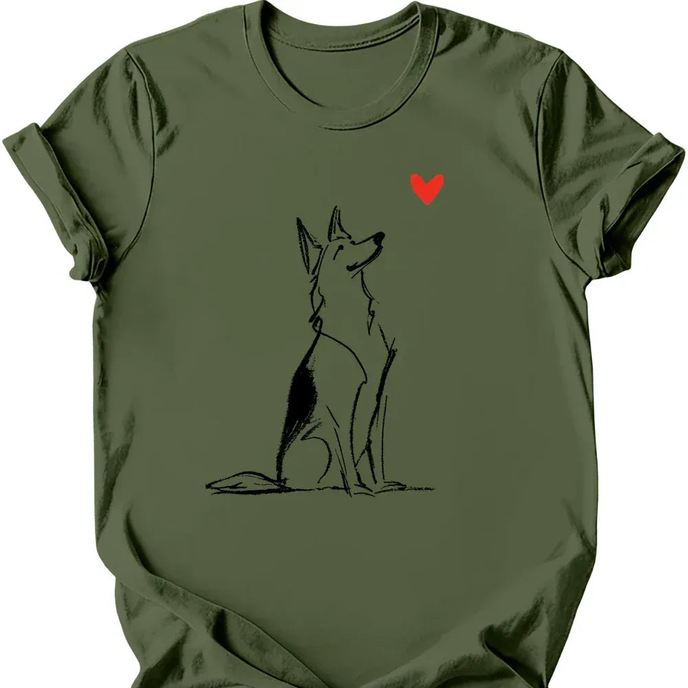 German Shepherd sketch tee military green