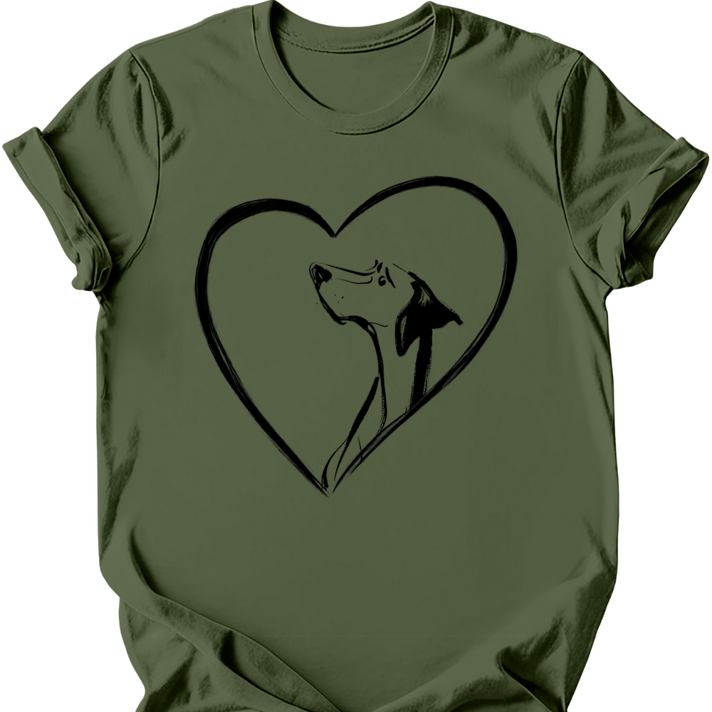 German Shorthaired Pointer heart dog tee military green