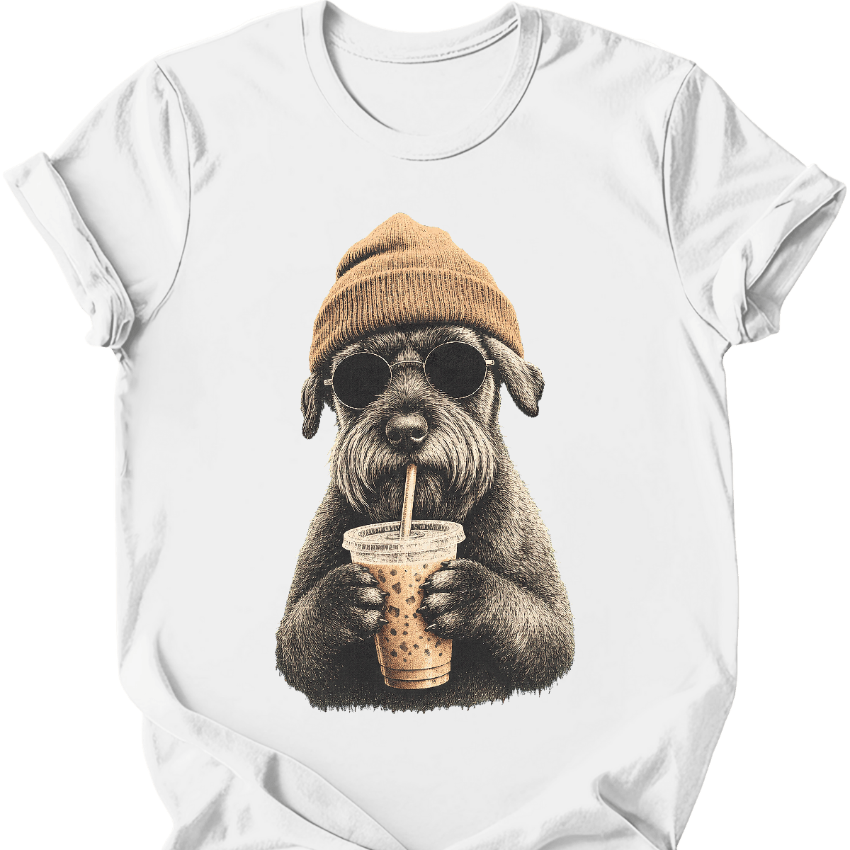 giant schnauzer hipster dog tee white