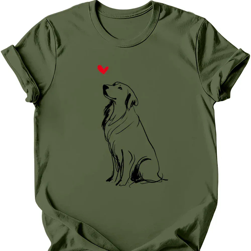 Golden Retriever sketch tee military green
