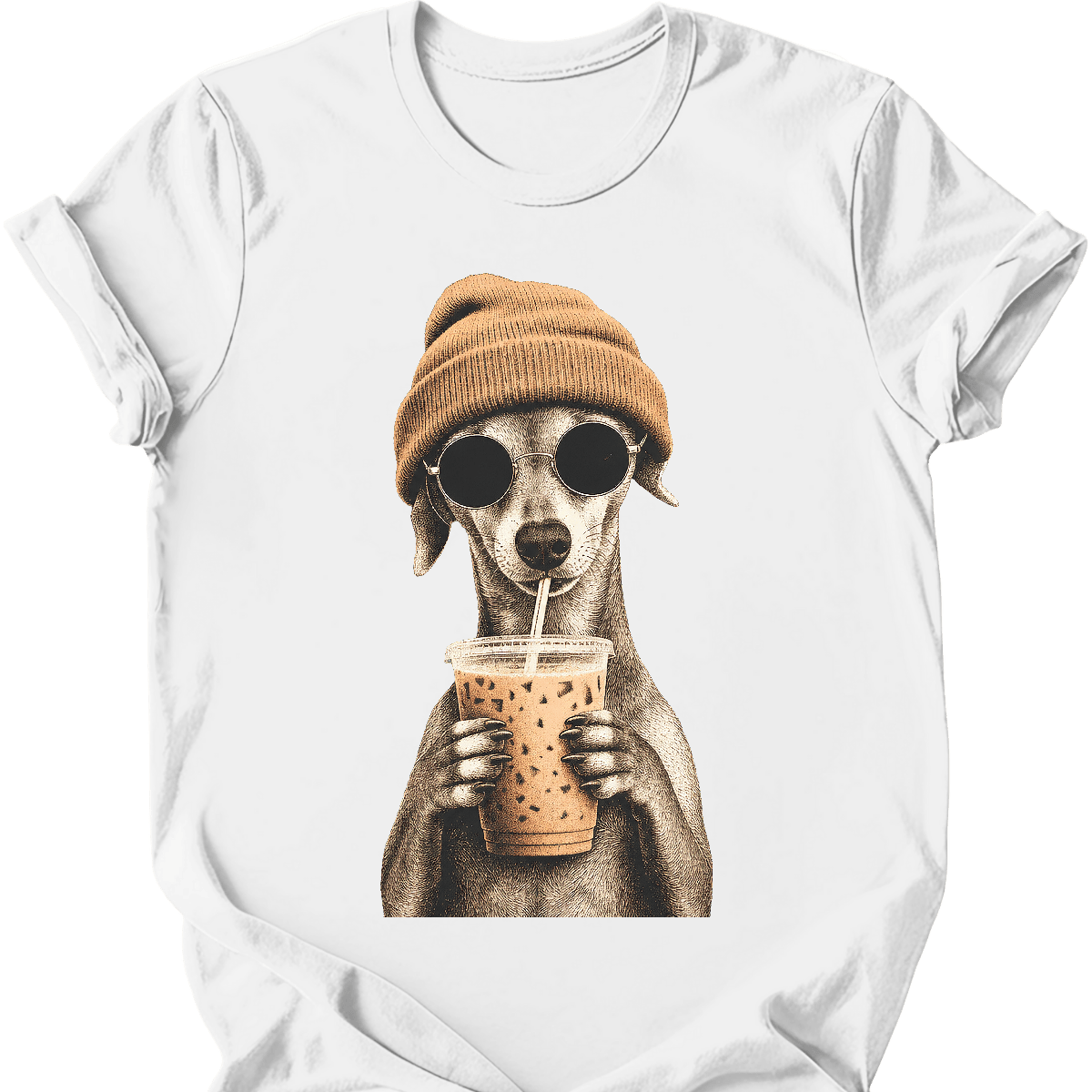 Italian greyhound hipster dog tee white