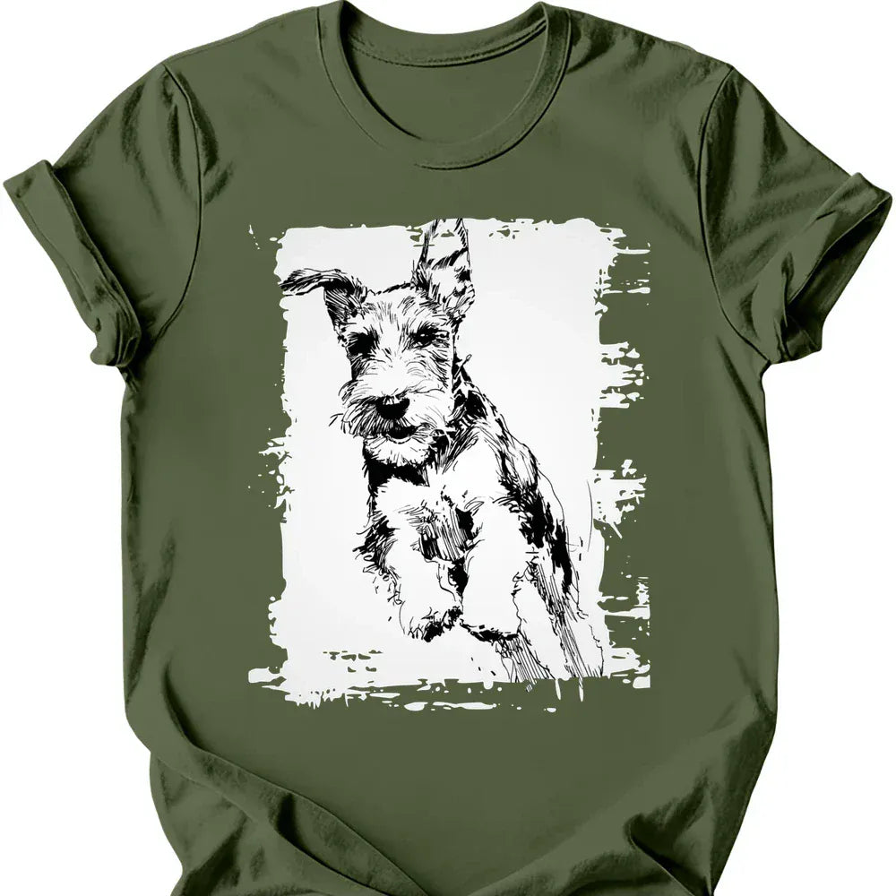 Kerry Blue Terrier running dog tee military green