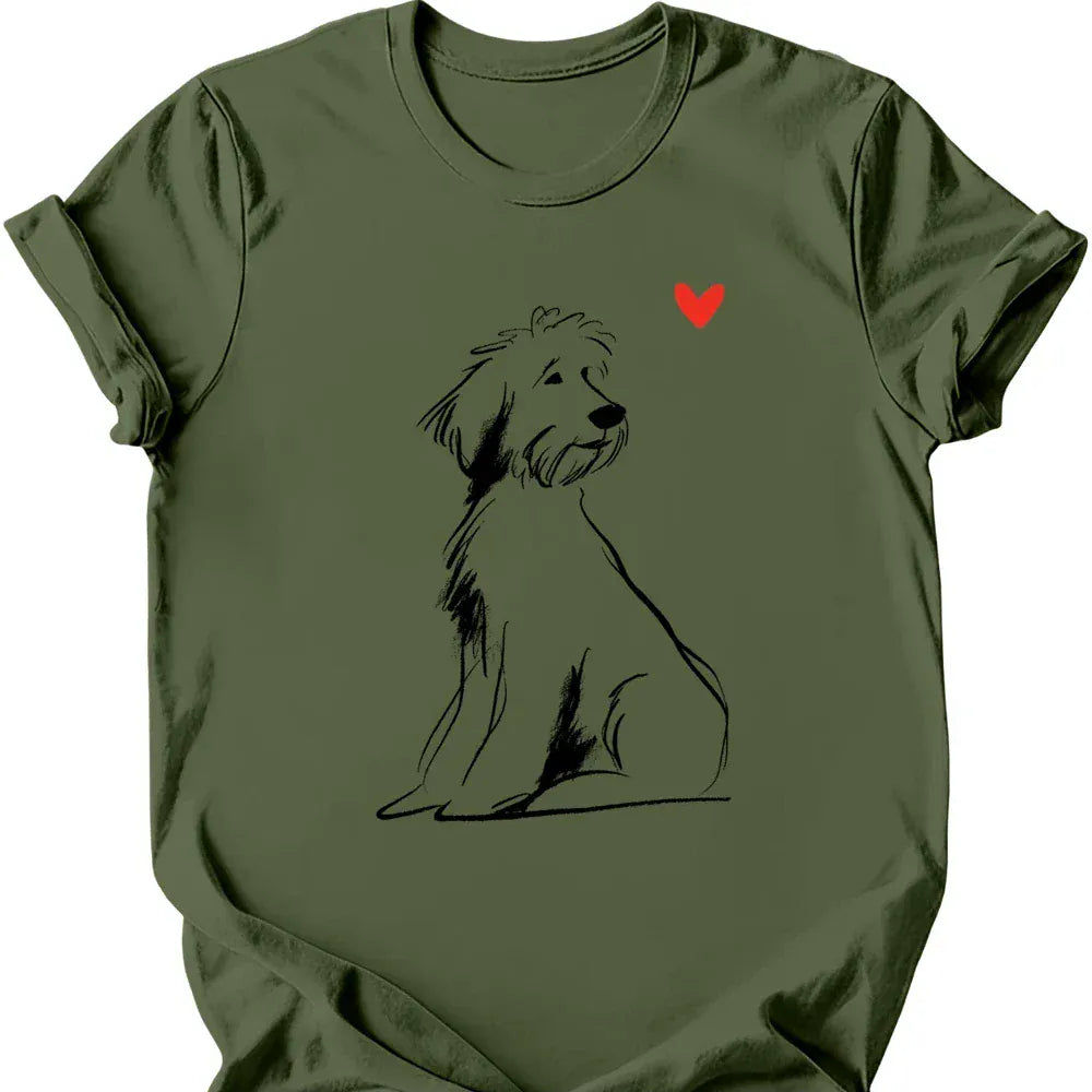 Portuguese Water Dog sketch tee military green